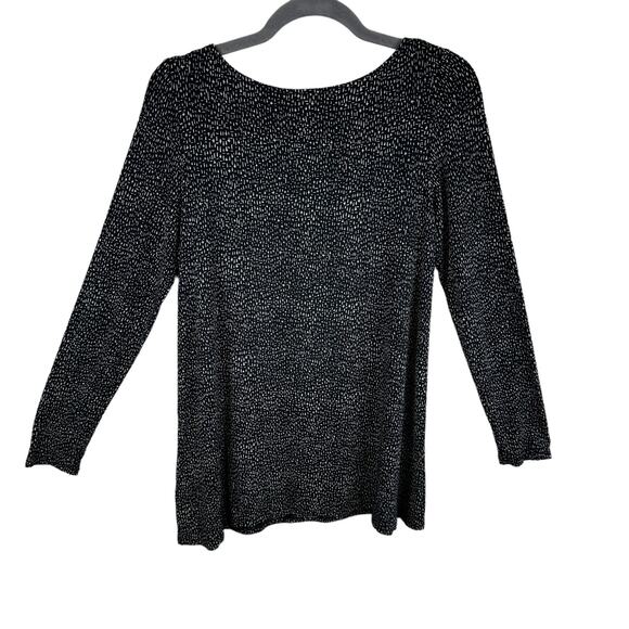 J. Jill Wearever Collection Black White Speckled Stretch 3/4 Sleeve Top Size XSP - Picture 2 of 6